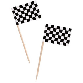 Creative Party Racing Flag Cake Topper (Pack of 50) Black/White/Beige (One Size)