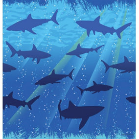 Creative Party Splash Plastic Shark Party Table Cover Blue/White (One Size)