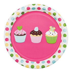 Creative Party Sweet Treats Cupcake Party Plates (Pack of 8) Multicoloured (One Size)