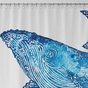 Creatures Whale Design Shower Curtain