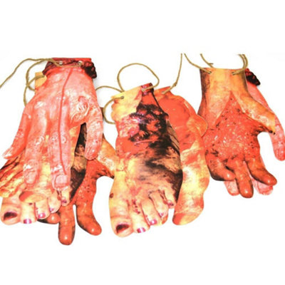Creepy Halloween Body Parts Garland - 8Pcs Bloody Limbs Arms Feet Decoration Price Comparisons | Compare The Build