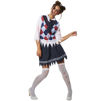 Creepy schoolgirl 302227 - blue/red/white L