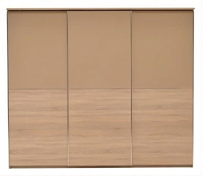 Cremona 3 Sliding Door Wardrobe  in Cappuccino Gloss & Sonoma Oak - W2700mm H2320mm D680mm, Spacious and Functional