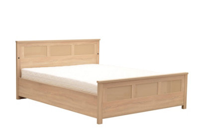 Cremona Bed with LED in Oak Sonoma & Cappuccino - W151cm H95cm D213cm, Classic and Elegant