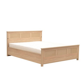 Cremona Bed with LED in Oak Sonoma & Cappuccino - W151cm H95cm D213cm, Classic and Elegant