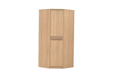 Cremona Corner Wardrobe in Cappuccino Gloss & Oak Sonoma - W920mm H2120mm D920mm, Space-Saving and Elegant