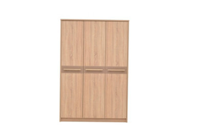 Cremona Hinged Door Wardrobe in Oak Sonoma & Cappuccino Gloss - W1400mm H2120mm D630mm, Elegant and Spacious