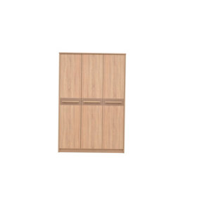 Cremona Hinged Door Wardrobe in Oak Sonoma & Cappuccino Gloss - W1400mm H2120mm D630mm, Elegant and Spacious