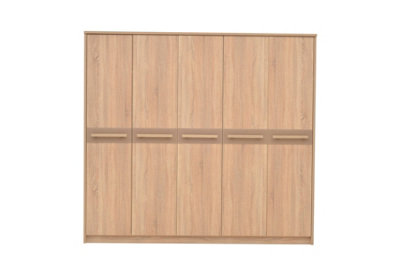 Cremona Hinged Door Wardrobe in Oak Sonoma & Cappuccino Gloss - W2300mm H2120mm D630mm, Colossal and Elegant