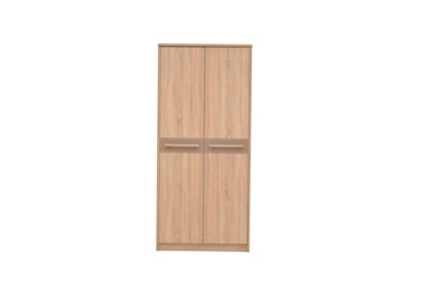 Cremona Hinged Door Wardrobe in Oak Sonoma & Cappuccino Gloss - W950mm H2120mm D630mm, Elegant and Spacious