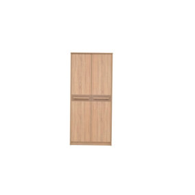 Cremona Hinged Door Wardrobe in Oak Sonoma & Cappuccino Gloss - W950mm H2120mm D630mm, Elegant and Spacious