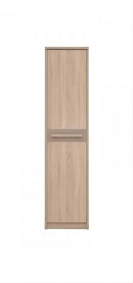 Cremona Hinged Wardrobe in Cappuccino Gloss & Oak Sonoma - W500mm H2120mm D630mm, Elegant and Space-Saving
