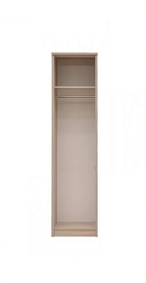 Cremona Hinged Wardrobe in Cappuccino Gloss & Oak Sonoma - W500mm H2120mm D630mm, Elegant and Space-Saving