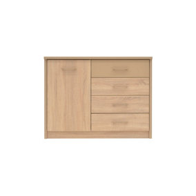 Cremona Sideboard Cabinet in Oak Sonoma & Cappuccino Gloss - W1110mm H850mm D420mm, Stylish and Functional