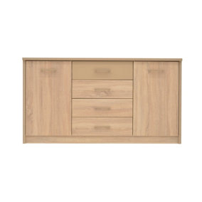 Cremona Sideboard Cabinet in Oak Sonoma & Cappuccino Gloss - W1560mm H850mm D420mm, Stylish and Functional