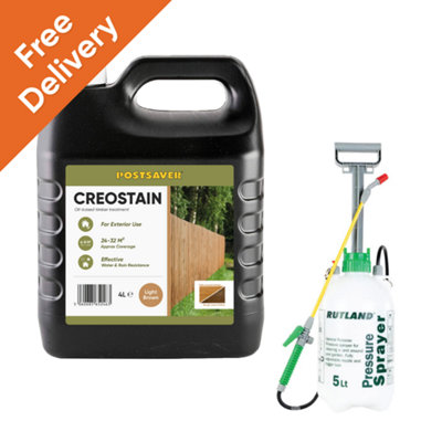 Creosote Creocoat Substitute 4L Creostain + Sprayer Fence Stain Shed