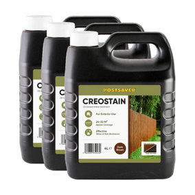 Creosote Creocoat Substitute x3 - 4L Creostain Fence Stain & Shed Paint Dark Brown Oil Based Wood Treatment (Free Delivery)