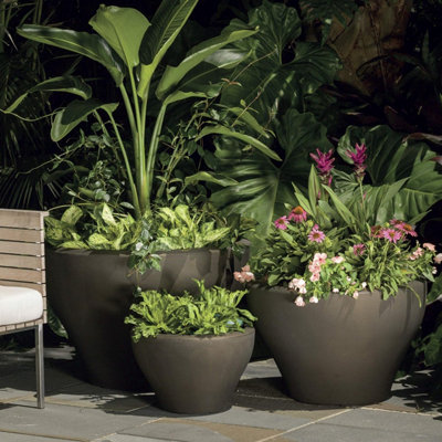 Crescent Garden Juno Round Pot Planter Large Outdoor/Indoor Pot 24-inch in  Slate