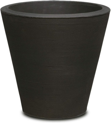 Crescent Garden Madison Round Pot Planter Large Outdoor/Indoor Pot 20-inch in Caviar Black