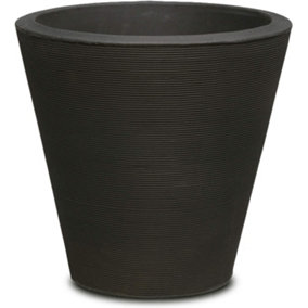 Crescent Garden Madison Round Pot Planter Large Outdoor/Indoor Pot 20-inch in Caviar Black