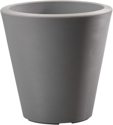 Crescent Garden Madison Round Pot Planter Large Outdoor/Indoor Pot 20-inch in Slate