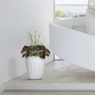 Crescent Garden Pleat Planter, Large Outdoor/Indoor Pot 15-Inch in Slate