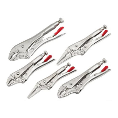 Crescent Locking Pliers Set Long Nose Curved Jaw 5 Piece CRECLP5SETN XMS18GRIP5