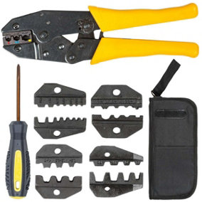 Crimping Tool Set - 0.5 - 6mm² with bag, 5 interchangeable press jaws - yellow