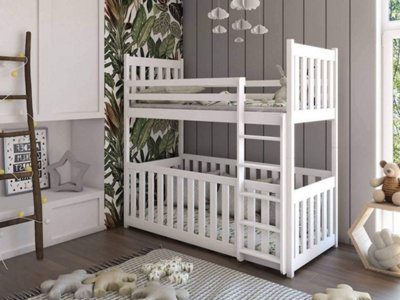 Cris Contemporary Pine Bunk Bed with Cot Bed in White L 1980mm H 1710mm W 980mm