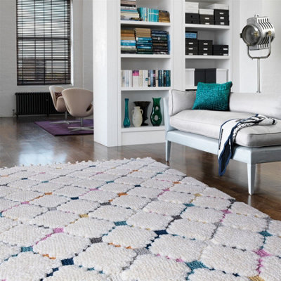 Criss Cross Kilim Moroccan Geometric Modern Easy to Clean Rug for Living Room, Bedroom and Dining Room-200cm X 290cm