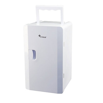 Cristal 16L Compact Mini Cooler Fridge with Built-in 12V Adapter - White