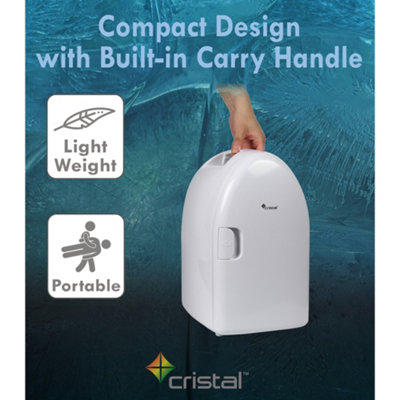 Cristal 6L Compact Cooler (Mini Fridge Style) with Built-in 12V Adapter - White