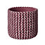 Crochet Texture Effect Ceramic Indoor Plant Pot in Burgundy. Rustic Look (Dia) 14.5 cm