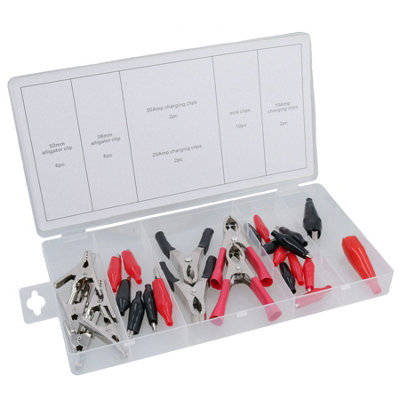 Lot De 28 Pinces Crocodiles (alligator) Pour Tests électriques - Technic SK2410 - Câbles Avec Pinces Isolées