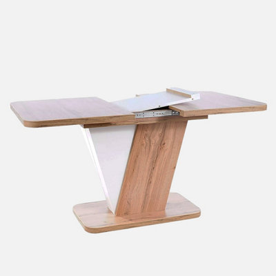 Crocus Extending Dinning Table Modern Design - Wotan Oak / White Matt