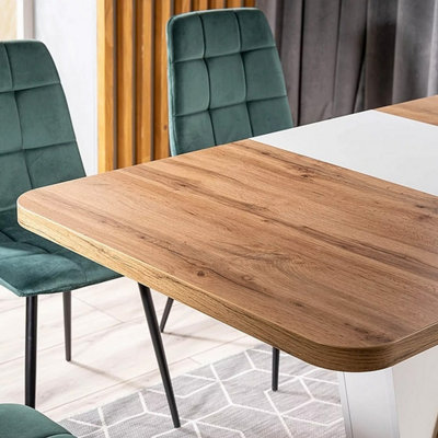 Crocus Extending Dinning Table Modern Design - Wotan Oak / White Matt