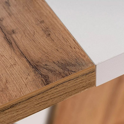 Crocus Extending Dinning Table Modern Design - Wotan Oak / White Matt