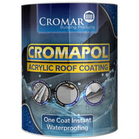 Cromapol Acrylic Waterproof Roof Coating - Emergency Leak Repair - 5KG Grey