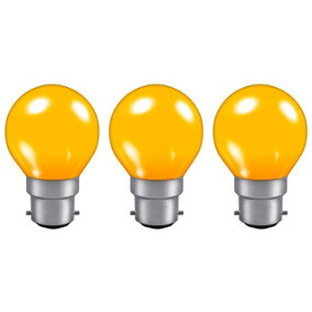 Crompton Lamps 15W Golfball B22 Dimmable Colourglazed IP65 Amber (3 Pack)