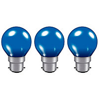Crompton Lamps 15W Golfball B22 Dimmable Colourglazed IP65 Blue (3 Pack)