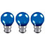 Crompton Lamps 15W Golfball B22 Dimmable Colourglazed IP65 Blue (3 Pack)