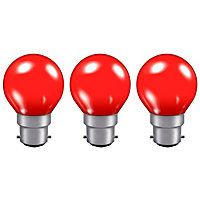 Crompton Lamps 15W Golfball B22 Dimmable Colourglazed IP65 Red (3 Pack)