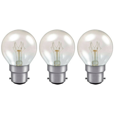 Crompton Lamps 15W Golfball B22 Dimmable Colourglazed IP65 Warm White Clear (3 Pack)