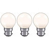 Crompton Lamps 15W Golfball B22 Dimmable Colourglazed IP65 White (3 Pack)