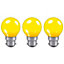 Crompton Lamps 15W Golfball B22 Dimmable Colourglazed IP65 Yellow (3 Pack)