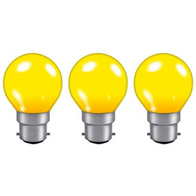 Crompton Lamps 15W Golfball B22 Dimmable Colourglazed IP65 Yellow (3 Pack)