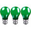 Crompton Lamps 25W GLS B22 Dimmable Colourglazed IP65 Green (3 Pack)