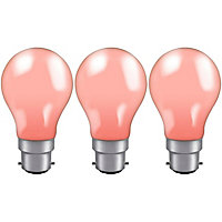 Crompton Lamps 25W GLS B22 Dimmable Colourglazed IP65 Pink (3 Pack)