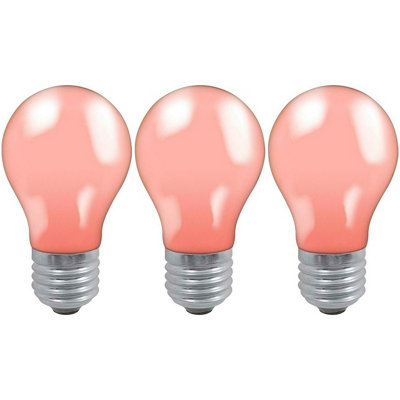 Crompton Lamps 25W GLS E27 Dimmable Colourglazed IP65 Pink (3 Pack)