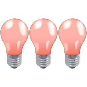 Crompton Lamps 25W GLS E27 Dimmable Colourglazed IP65 Pink (3 Pack)